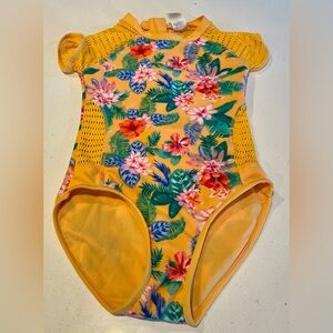 Girls' Floral One Piece Swim Art Class L 10/12 used rashguard